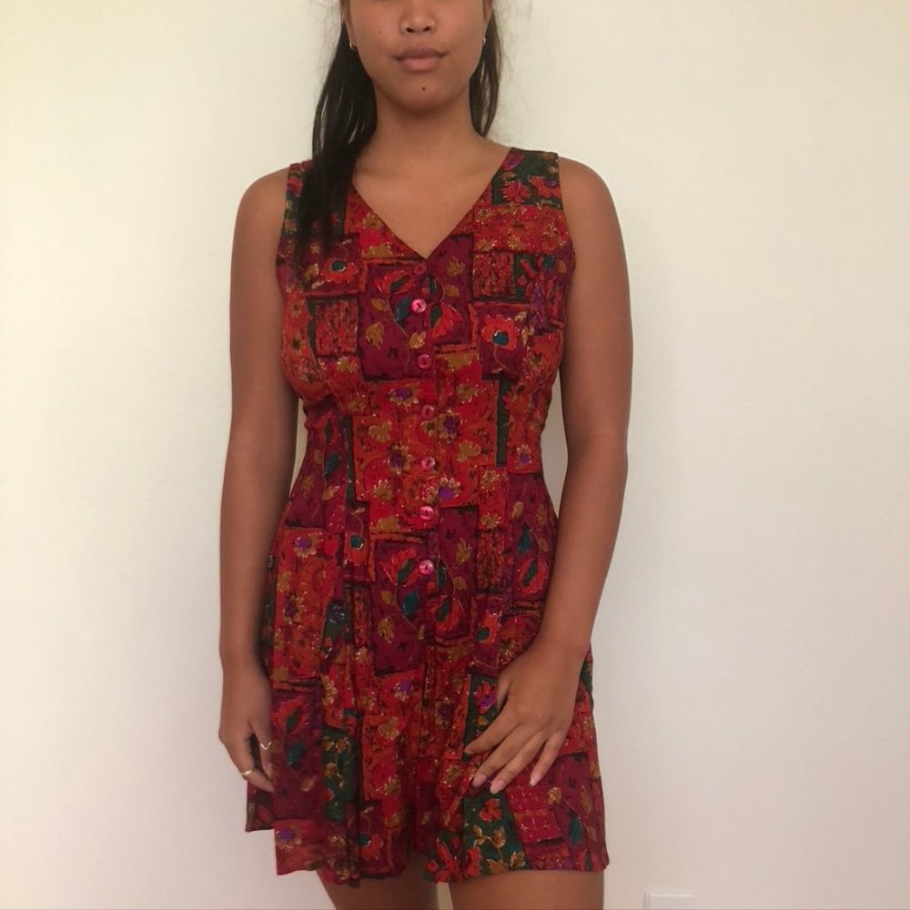 Vintage Ellen Ashley Fall Leaves Printed Romper